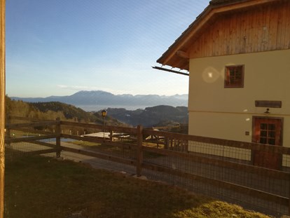 Familienhotel - Pools: Infinity Pool - Kärnten - Sicht aus der Wildererhütte - Familien Resort Petschnighof