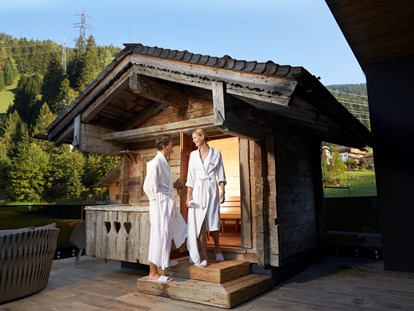 Familienhotel - Verpflegung: All-inclusive - Tirol - Die Almhof Sauna - ideal zum Relaxen - Almhof Family Resort & SPA