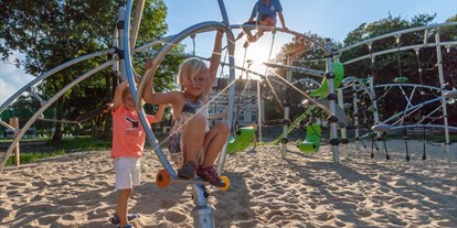 Familienhotel - Umgebungsschwerpunkt: See - Müritz - Kinder spielen auf unserem anspruchsvollen Klettergerüst - Germany For Kids Kinderferienhotel Schloss Leizen
