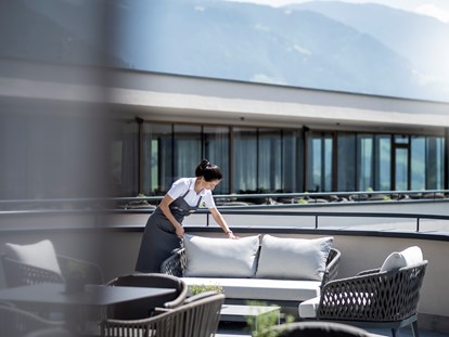 Familienhotel - Wasserrutsche - Südtirol - Terrasse - Das Mühlwald - Quality Time Family Resort