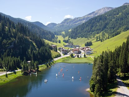 Familienhotel - Umgebungsschwerpunkt: Berg - Luftaufnahme rund um das Hotel - Familotel Zauchenseehof