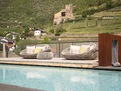 Familienhotel - Pools: Außenpool beheizt - Oberbozen - Ritten - Sky-Spa mit 360° Panoramablick auf die Südtiroler Bergwelt - Feldhof DolceVita Resort