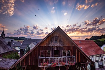 Kinderhotel: Blick aus einem unserer Appartements zum Sonnenaufgang  - Familotel Ottonenhof - Die Ferienhofanlage im Sauerland