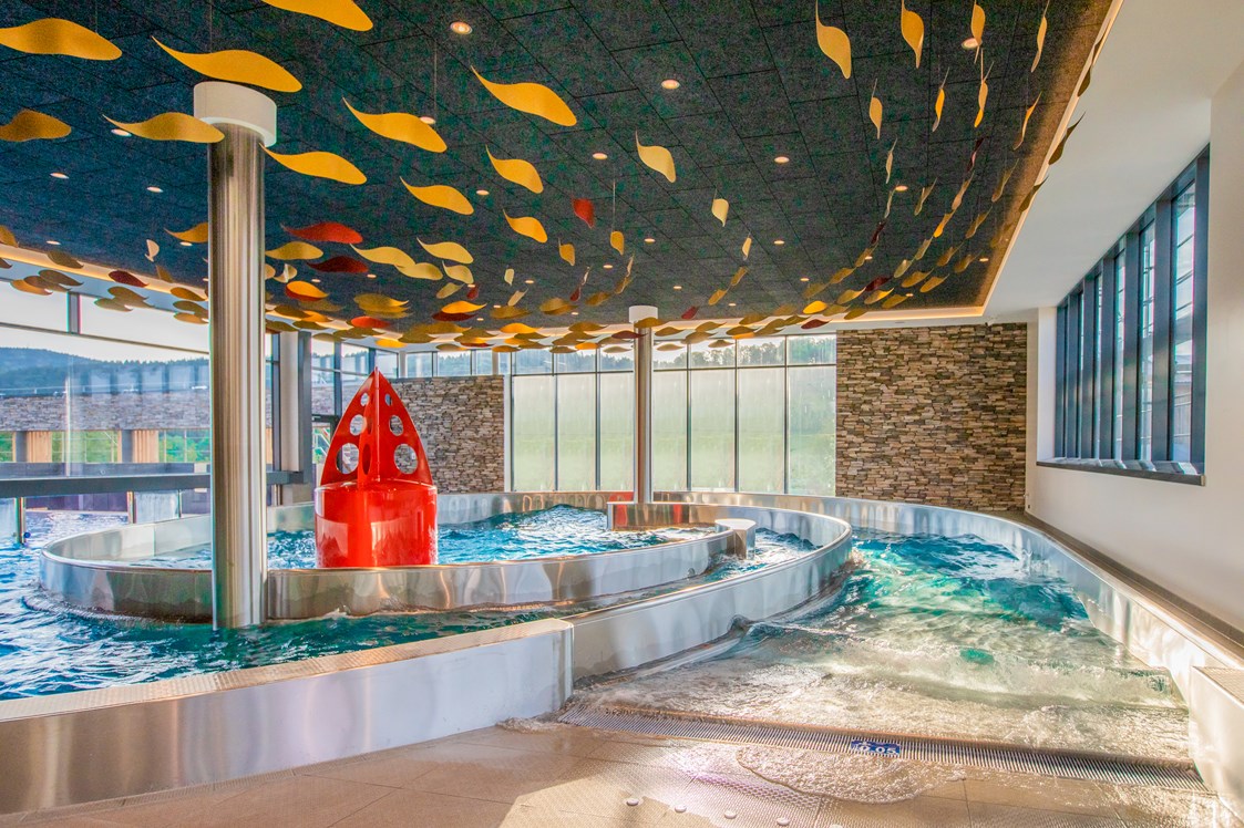 Kinderhotel: Wellenbad mit Strömungskanal und großem Infinity Pool (20m) - Familotel Schreinerhof