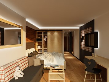Familotel Allgäuer Berghof Zimmerkategorien Familien-Suiten | 1-Raum mit Balkon und Parkett