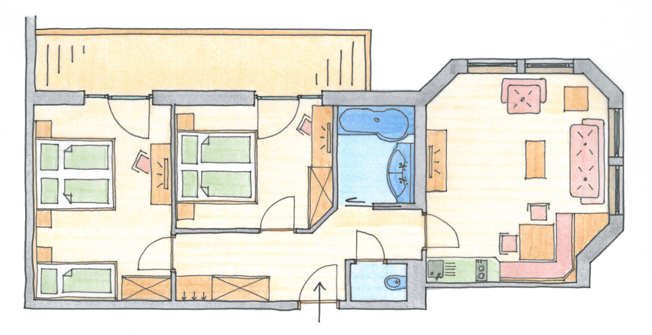Testerhof Zimmerkategorien 3-Raum-Familien-Suite Ahornspitze
