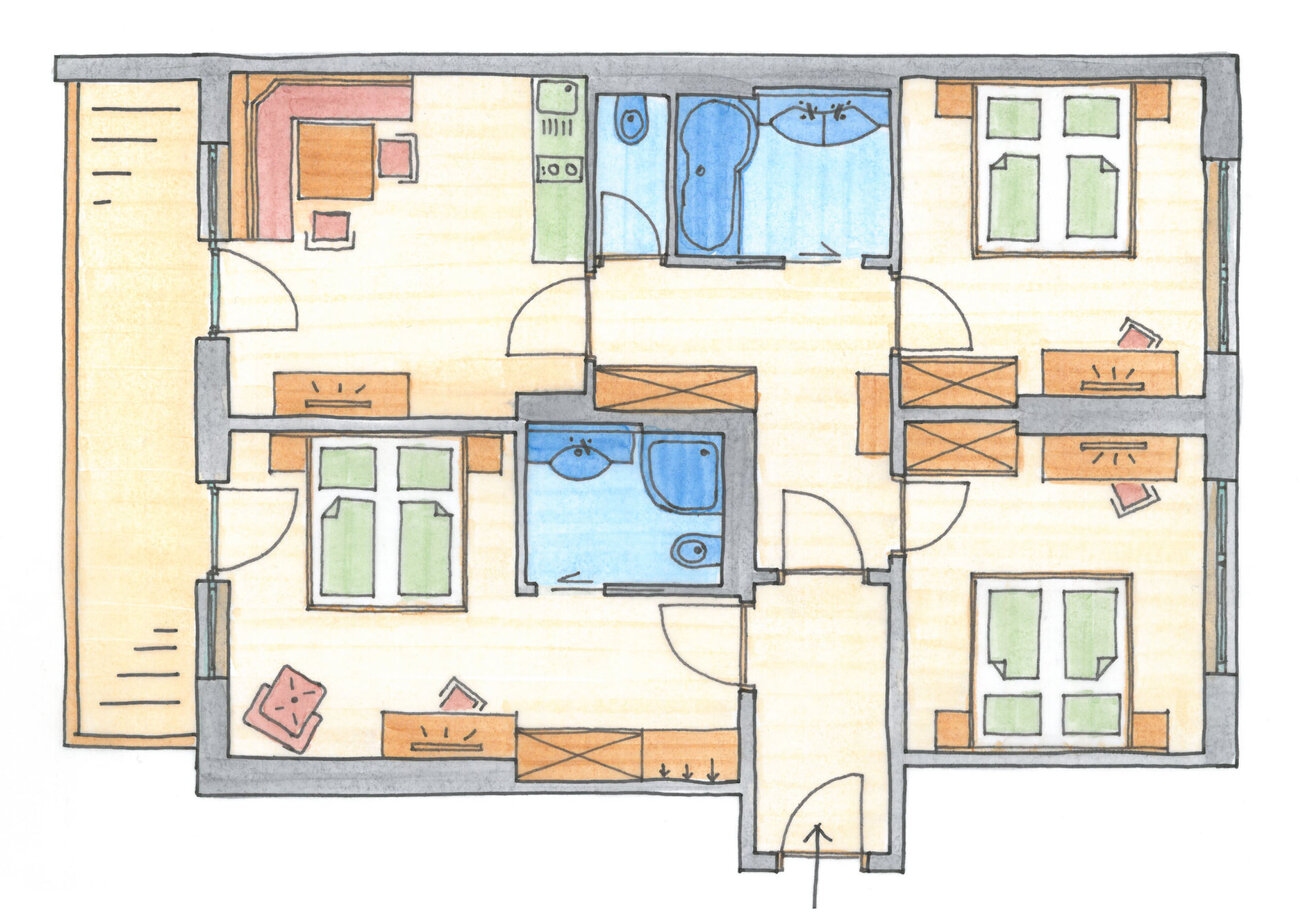 Testerhof Zimmerkategorien 4-Raum-Familien-Suite Sommerberg