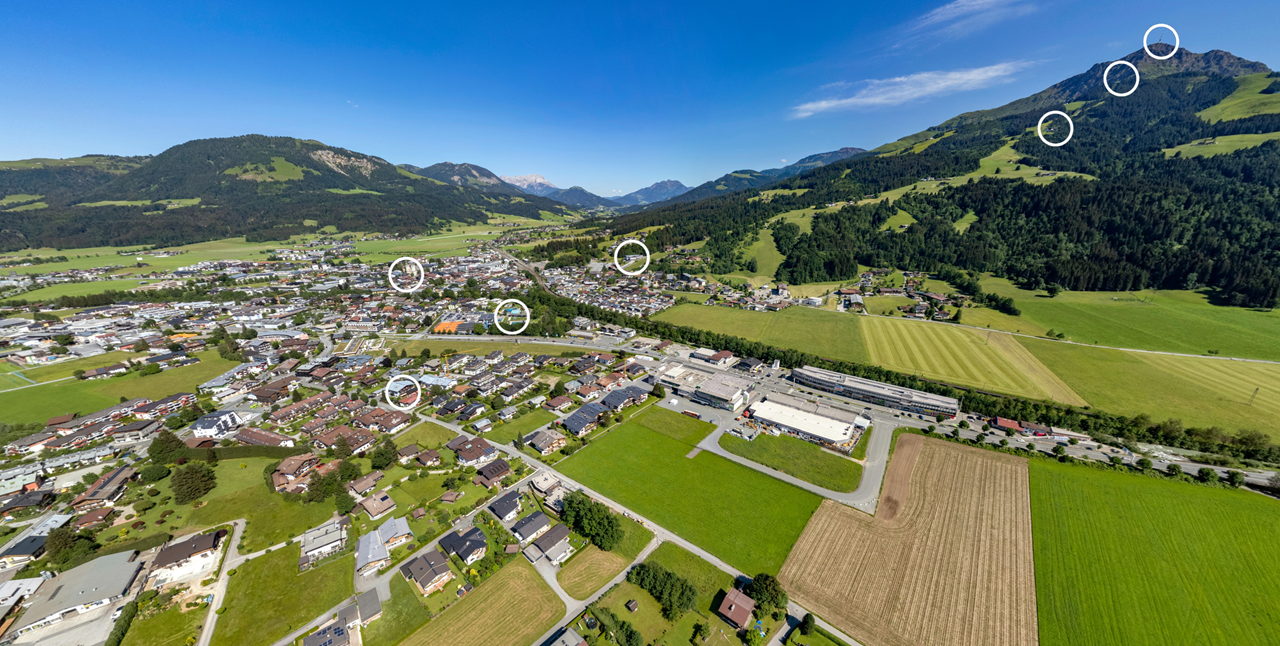 Familienhotel Central  Ausflugsziele Übersicht der Ausflugsziele aus der Luft