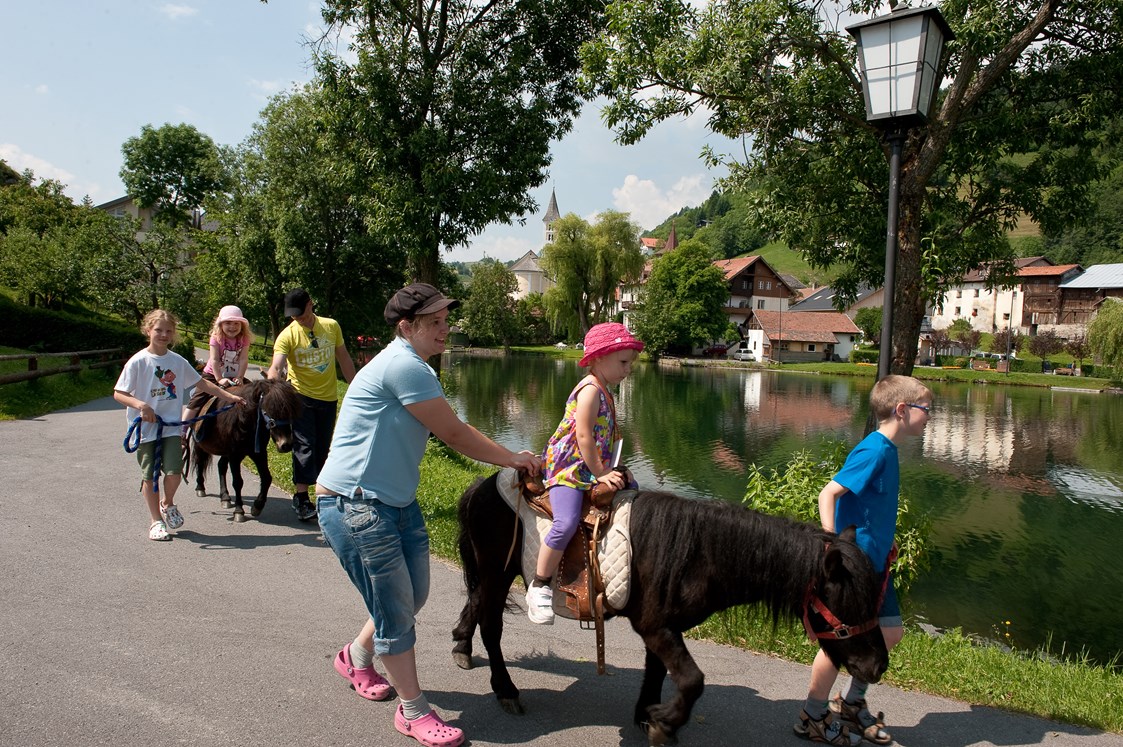 Kinderhotel: im Sommer gibt es 5 x /Woche Pony reiten und die Kinder lieben es - Kinderhotel Laderhof