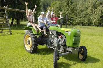 Kinderhotel: Oldtimer Traktoren Verleih - Trattlers Hof-Chalets