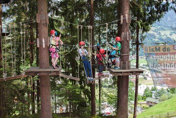 Kinderhotel: Hochseilgarten 100m oberhalb des Hotels mit kostenfreien Kursen - Alpin Family Resort Seetal