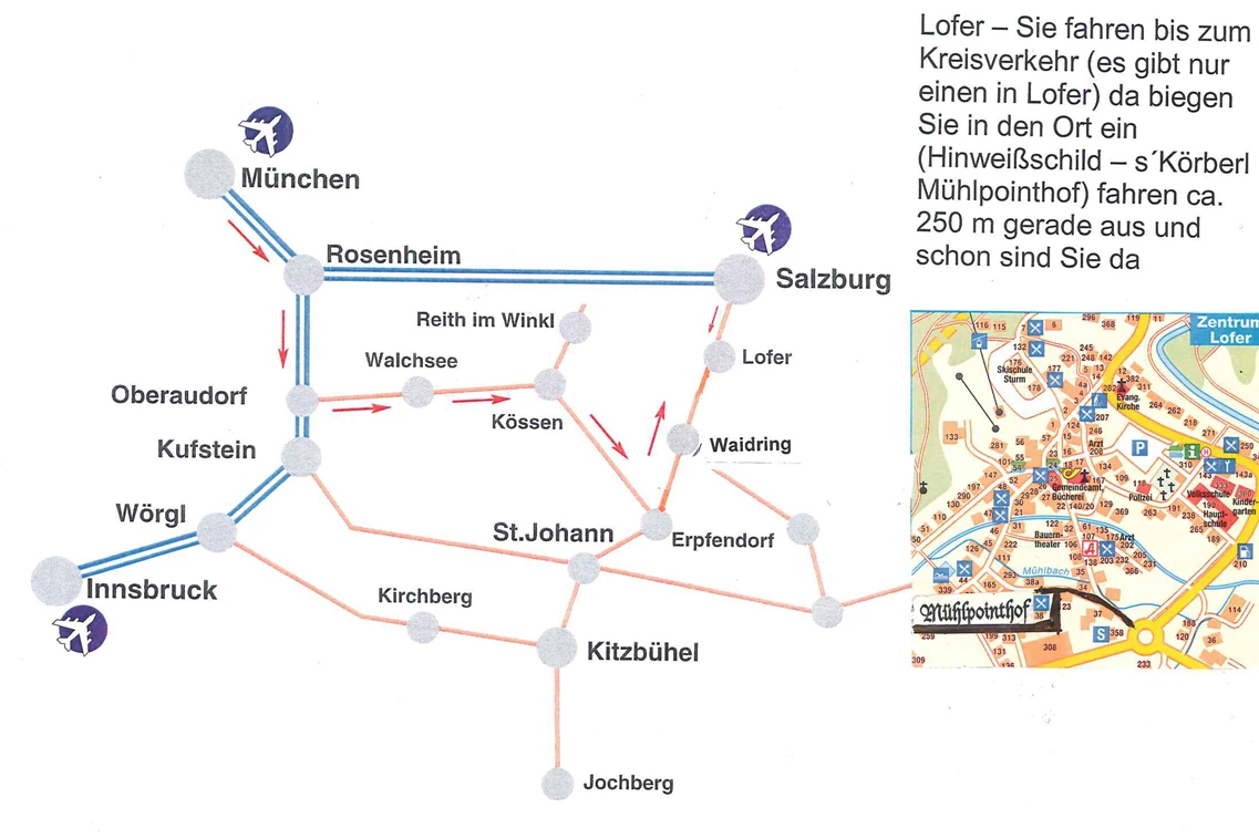 Kinderhotel: Anfahrt in den Mühlpointhof nach Lofer - Familien und Vitalhotel Mühlpointhof ***S